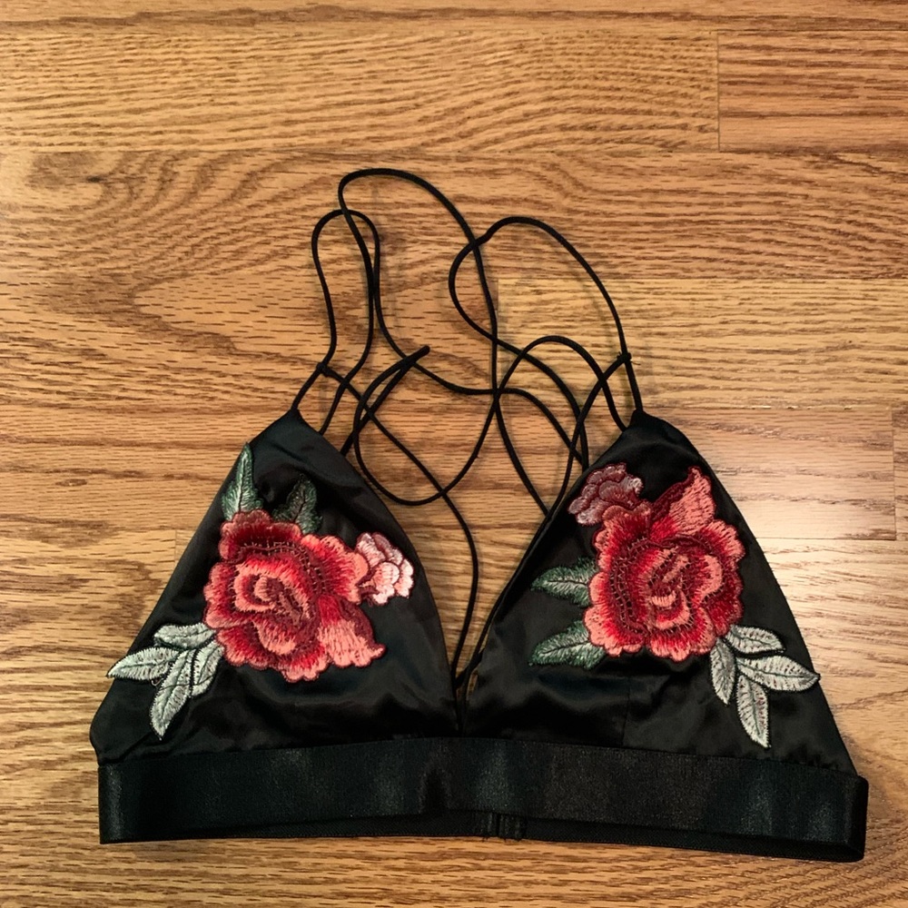 Strappy Rose Appliqué Bralette